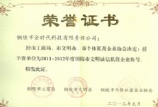 2011-2012年度铜陵市文明诚信私营企业称号