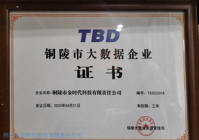 铜陵大数据企业证书